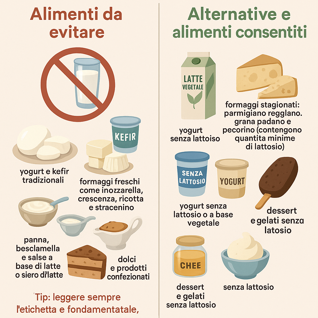 Intolleranza al lattosio alimenti da evitare